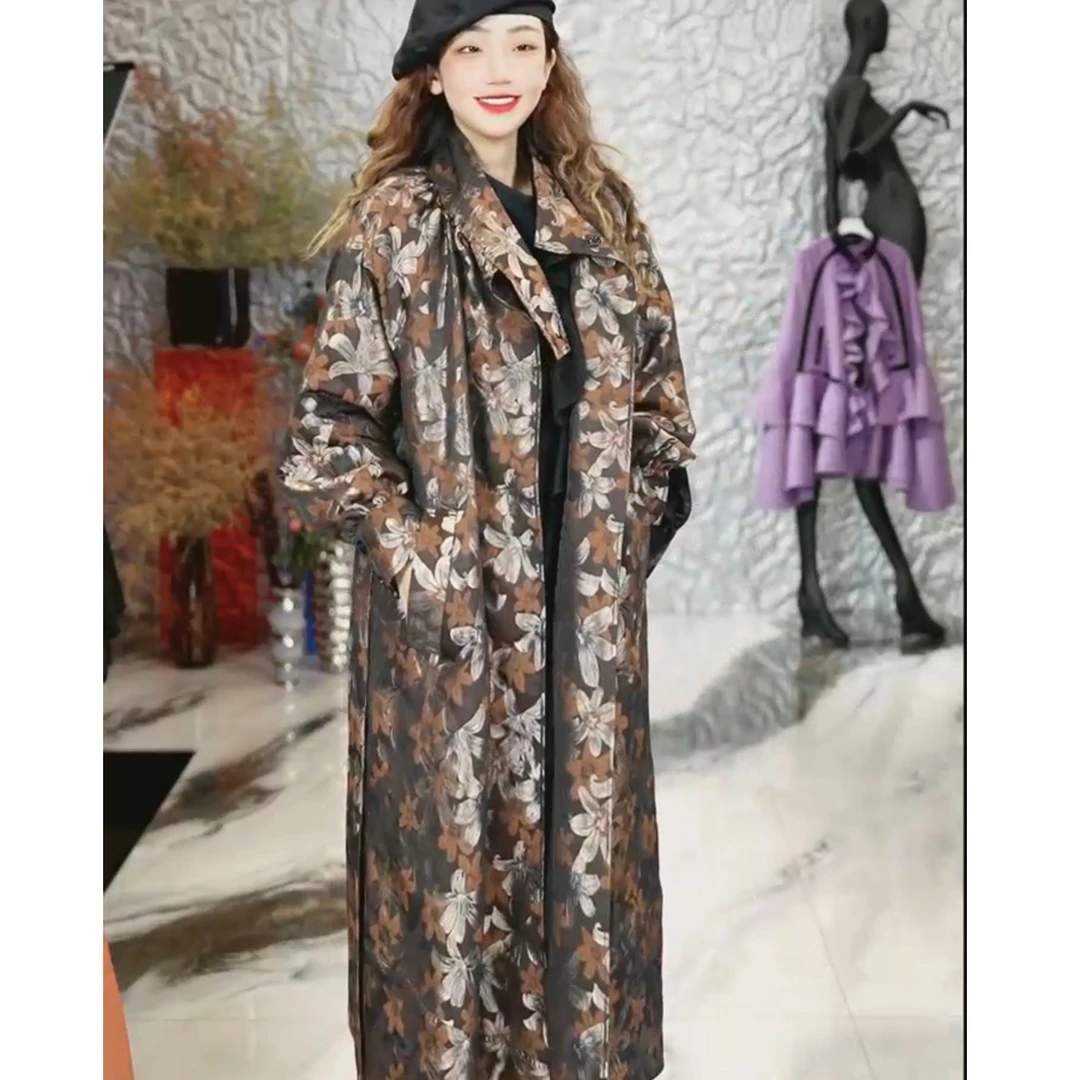 2024篱君原创小众黑色中长款秋季收腰黑色外套风衣1110