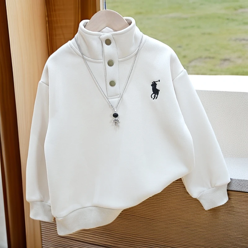 男童加绒卫衣2024新款儿童加厚秋冬款上衣内搭中大童冬装保暖百搭