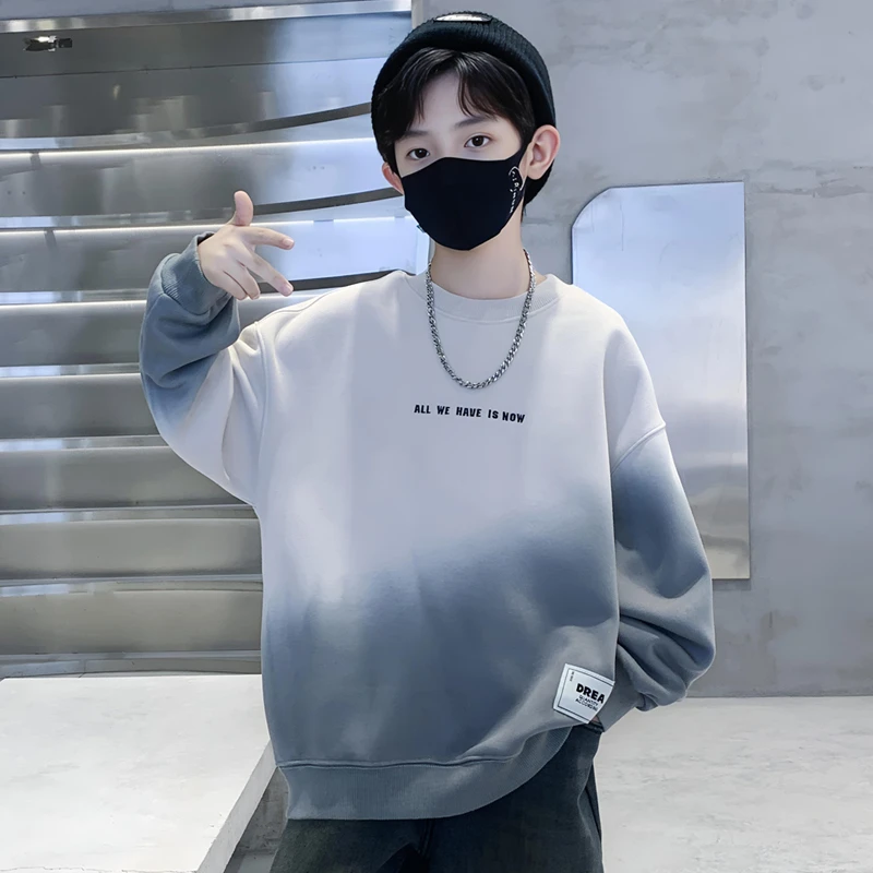 男童秋装卫衣2025新款中大童秋季长袖圆领上衣儿童渐变色春秋款潮