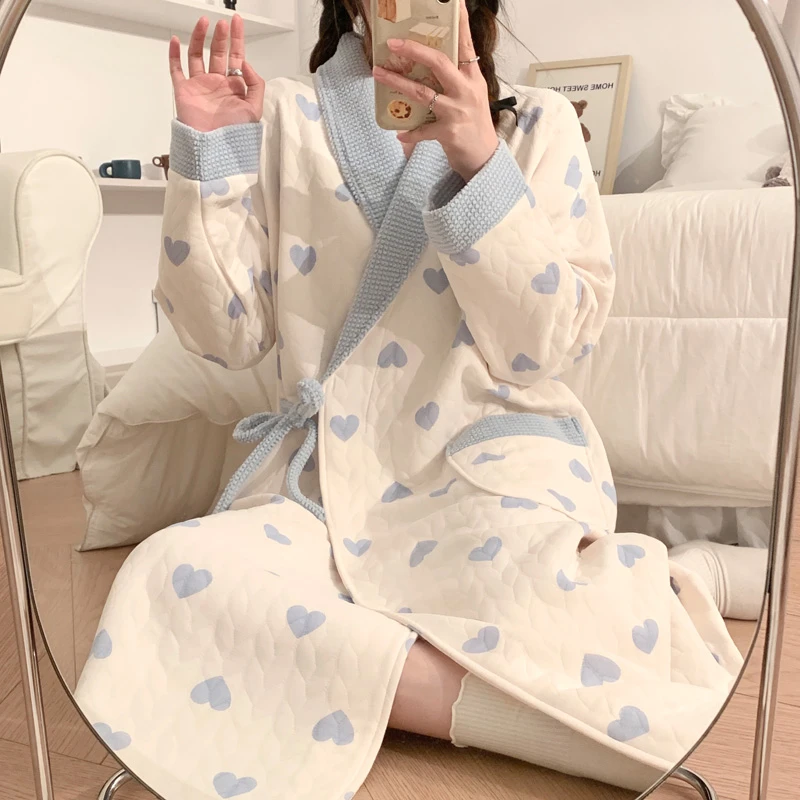 空气棉孕妇哺乳睡裙秋冬款长款月子服产后月子服待产检大码月子服