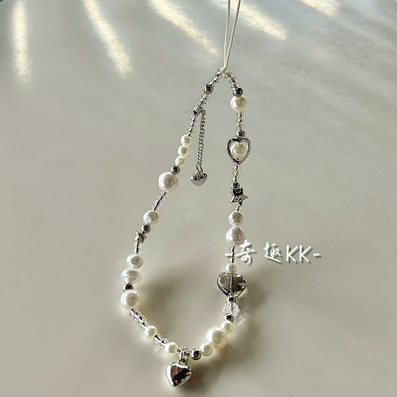 ins风原创星星银色手机链条ccd相机挂饰DIY串珠手工挂绳钥匙挂件