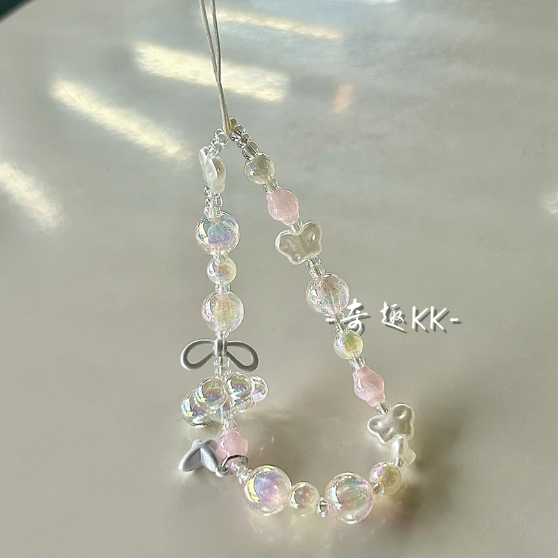 奇趣KK 少女ins风梦幻云朵串珠手机链ccd相机挂饰钥匙手机壳挂绳