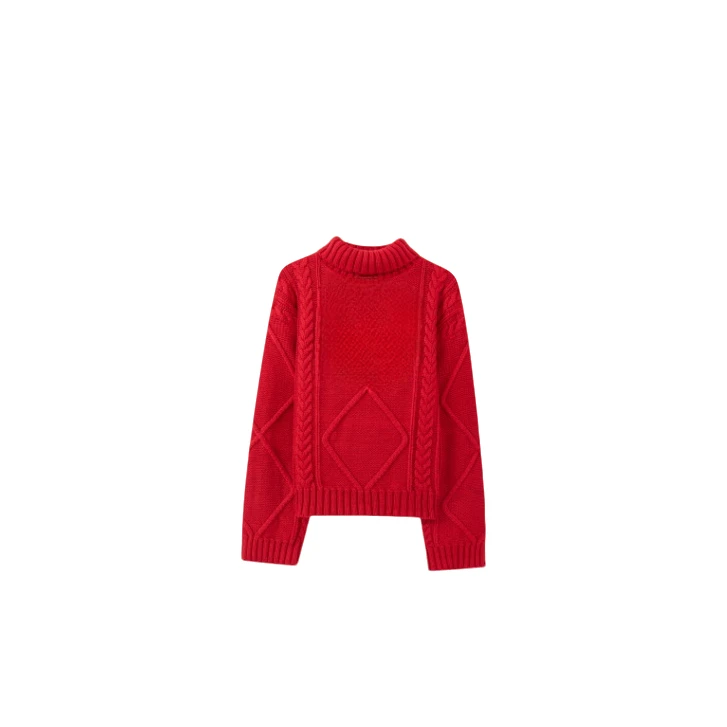 BAOFAHU-高领时尚百搭红色秋冬套头圆领女装上衣-8719