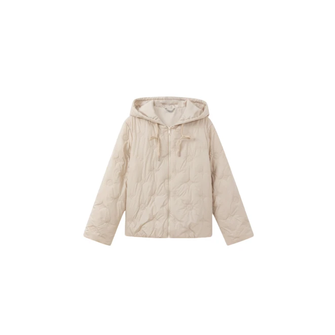 BAOFAHU 秋冬香槟色菱格压线连帽女款收口面包服--8699