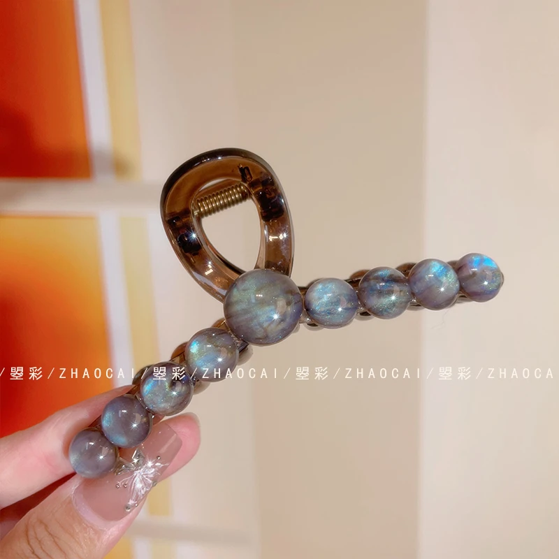 新款星空灰珠珠大抓夹时尚百搭优雅后脑勺盘发发饰发夹