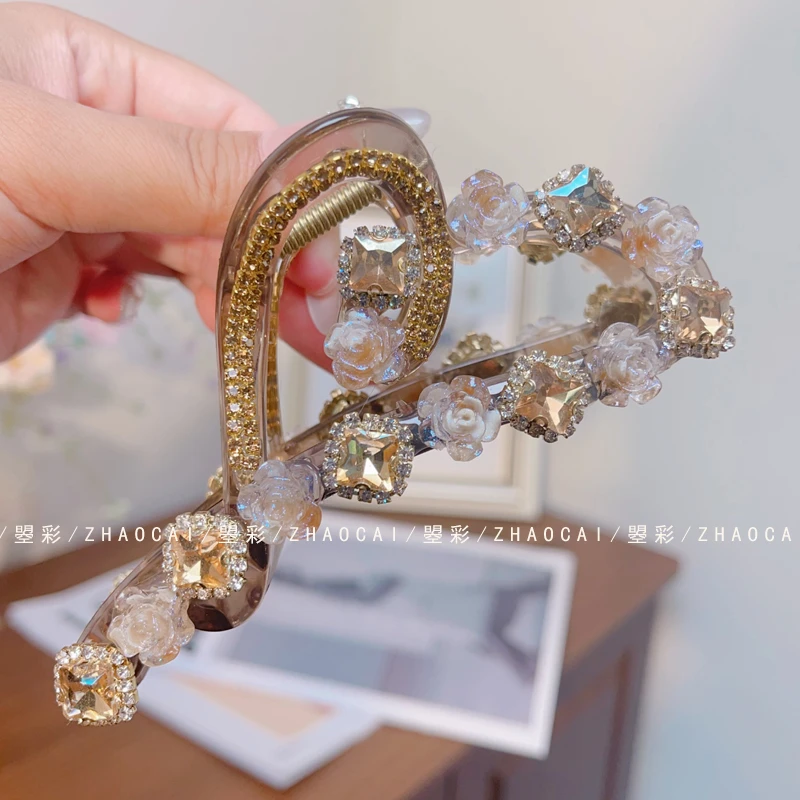 【富家千金】玫瑰方糖大抓夹轻奢重工后脑勺盘发鲨鱼夹发饰发夹头饰