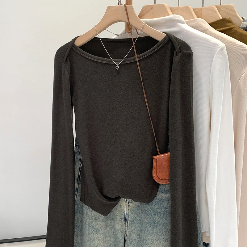 【部分现】一字领修身打底衫女2024秋冬新款气质百搭显瘦上衣240564