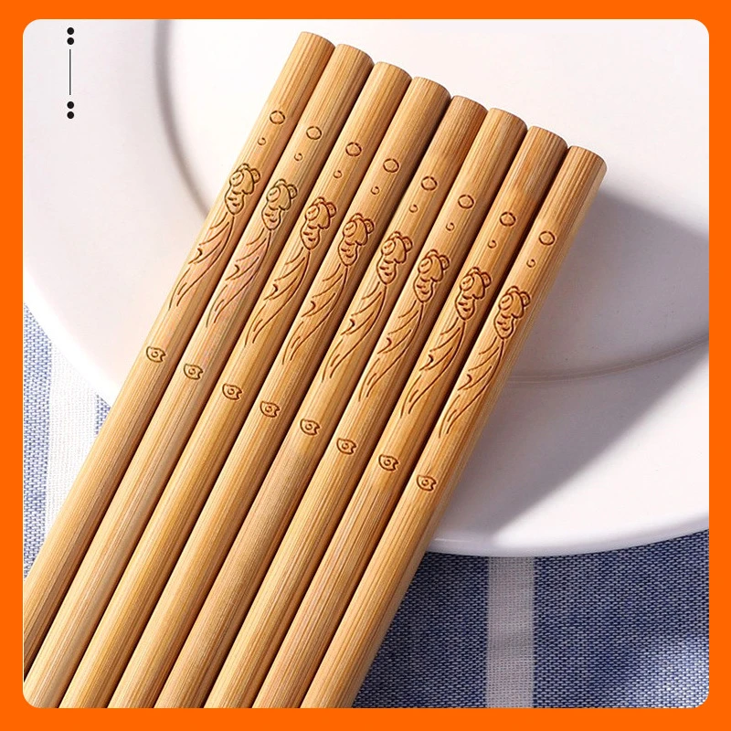 不打烊 到手10双 高品质竹筷子鱼纹雕刻楠竹筷竹质公筷无漆无蜡