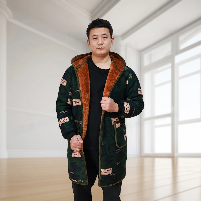 【特厚中长款】四川省服冬季加绒迷彩特厚罩衣大码耐脏保暖加厚罩衣