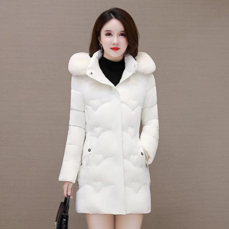 2024新款中长款棉衣百搭时尚棉服外套女