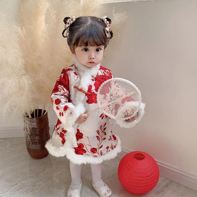 女童旗袍儿童国风唐装婴儿过年衣服新年装童装礼服女宝宝拜年服
