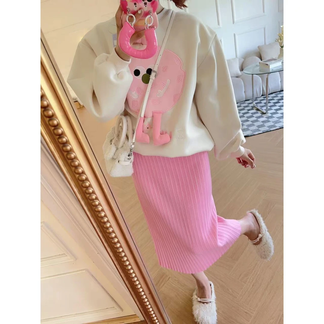 【YFONI】可爱曲奇饼干先生粉嫩刺绣卫衣