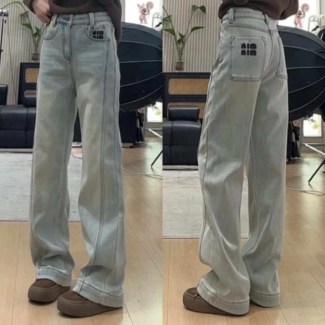 DALIANSU/大脸酥-3991   秋冬设计感显瘦高腰刺绣直筒牛仔裤