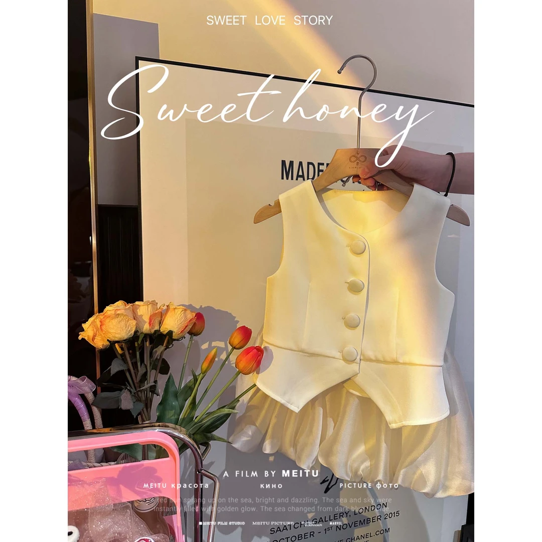 MOANA 【现货】气质优雅洋气无袖上衣短裙套装女宝汉服24062111