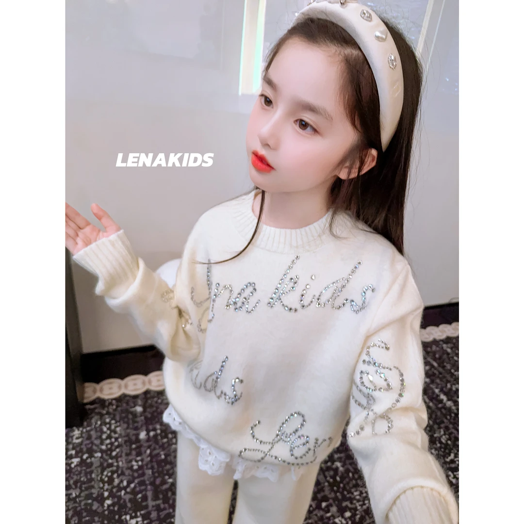 PP·Twinkle 【现货】高定闪闪字母气质时髦女宝针织衫毛衣24101002