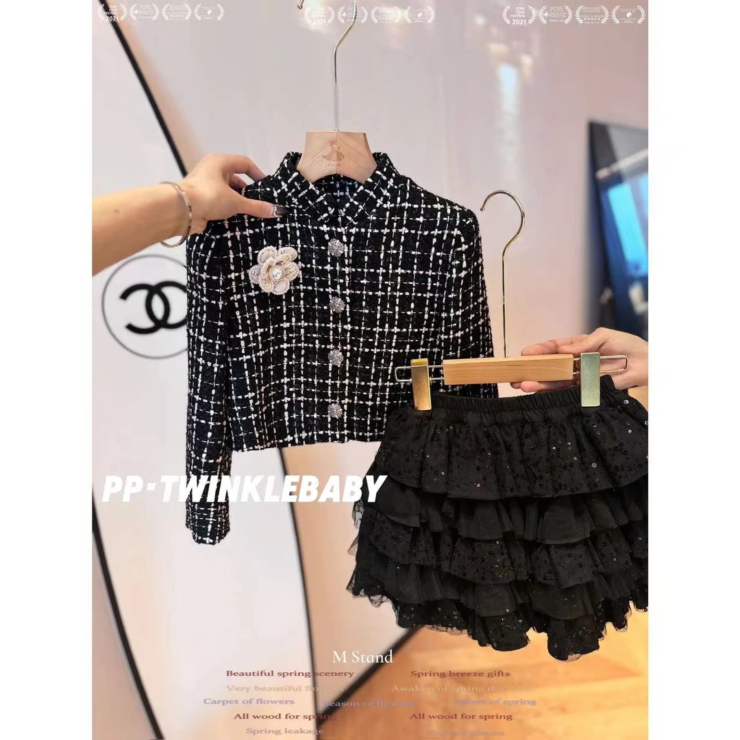 PP·Twinkle【现货】名媛风小香风洋气套装女宝外套短裙P24803003
