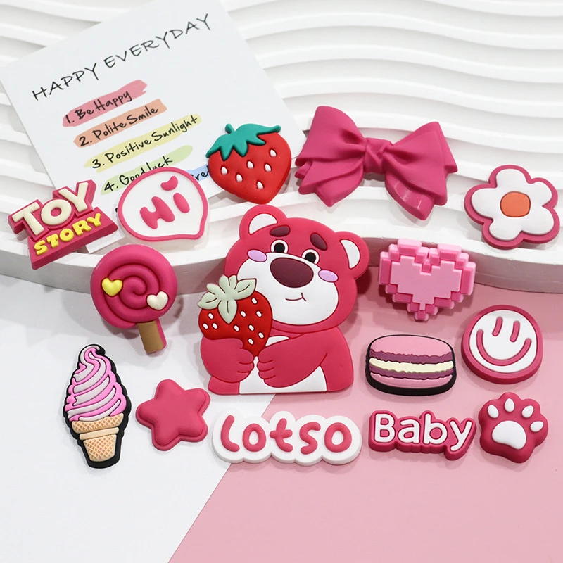 卡通草莓熊diy创意水杯贴洞洞鞋花发卡头绳手机壳贴片冰箱贴饰品