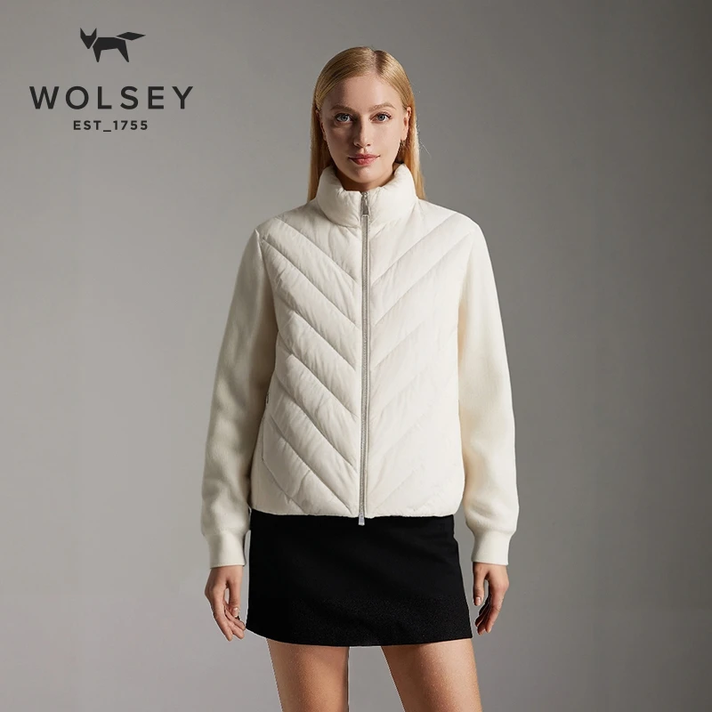 【文娇和她的朋友】WOLSEY 尼维斯一体针织拼接羽绒服轻薄保暖