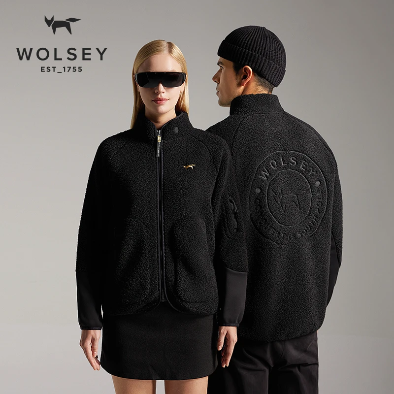 WOLSEY情侣款仿羊羔绒外套加厚抓绒衣保暖立领户外加绒时尚宽松