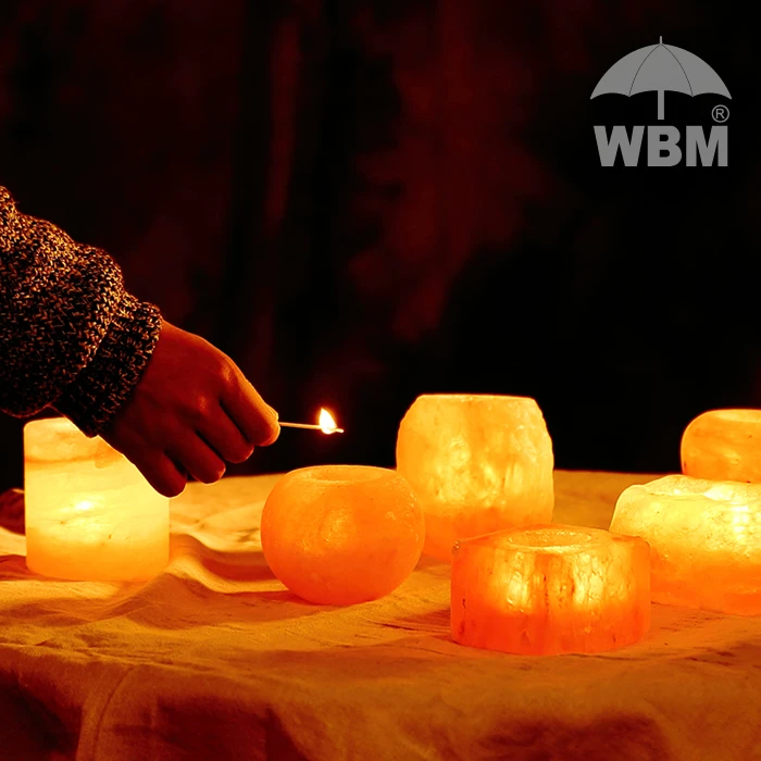 Himalayan Glow天然盐灯蜡烛座 欧式负离子 礼物约会水晶烛台