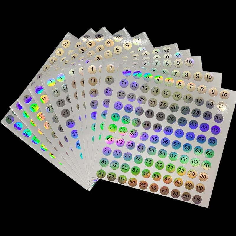 甲油瓶编号数字号码贴纸圆形镭射防水编码相册标签1-300连号数字.
