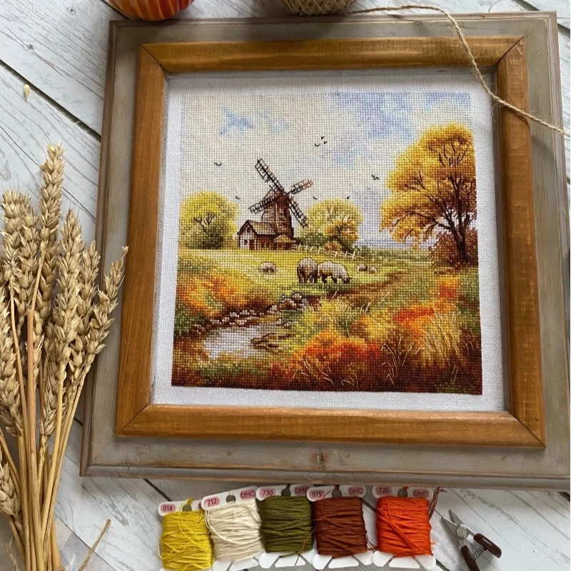 【CC2409-秋天的原野】十字绣2024新款客厅餐厅简单简约竖版