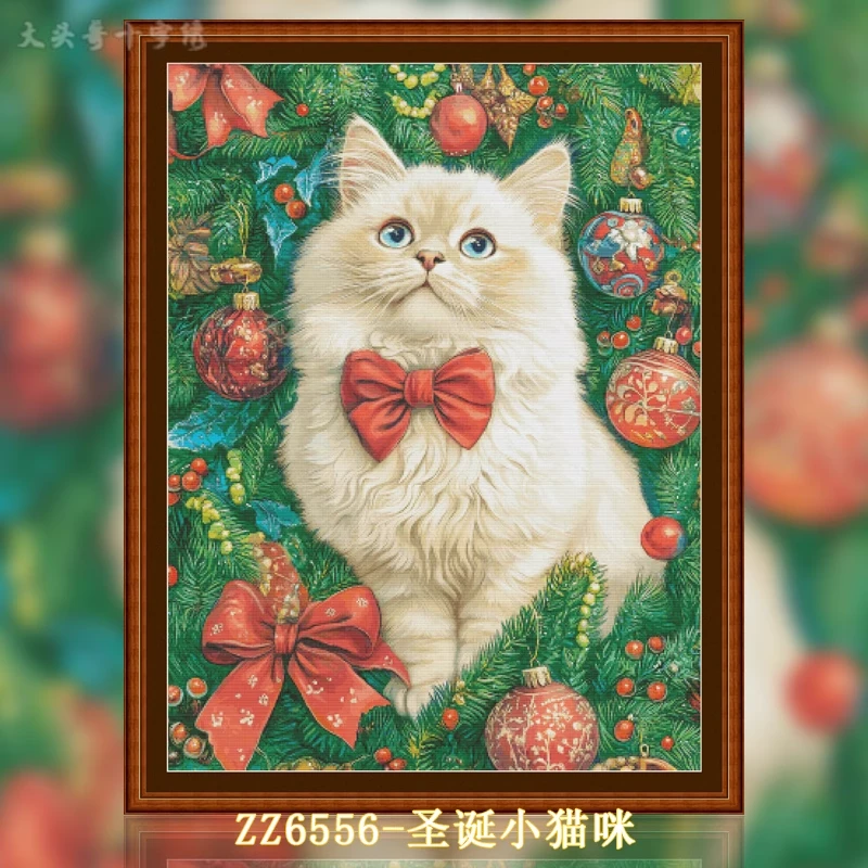 【ZZ6566-圣诞小猫咪】十字绣2024新款客厅卧室卡通动漫猫咪系列