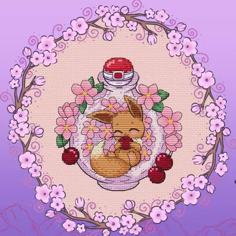 2个一组【宝可梦系列[伊布+皮卡丘]】十字绣印花2023新款手工卡通