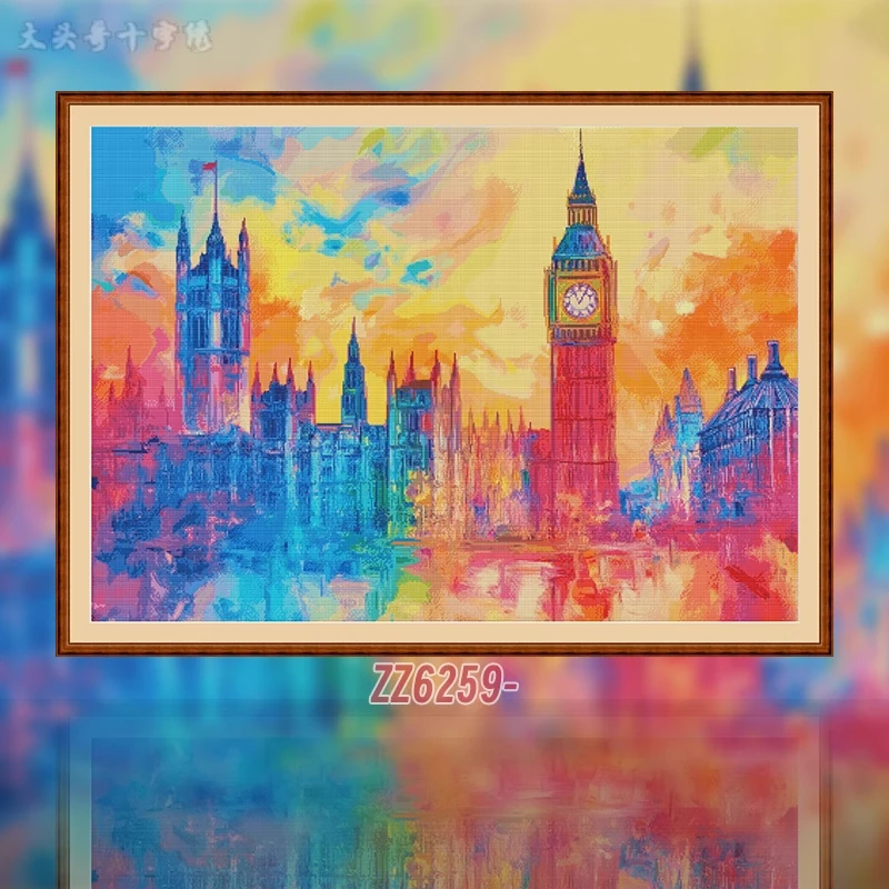 【ZZ6259-多彩伦敦】十字绣2024新款客厅餐厅简单简约竖版