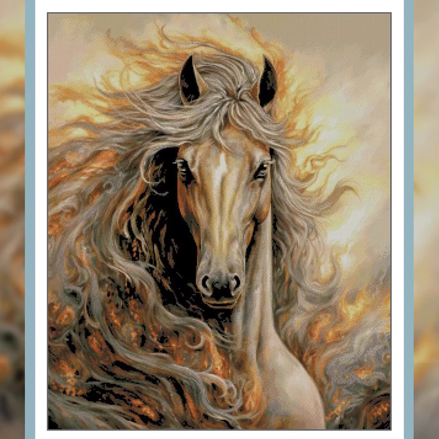 【ZZ4944-烈马】十字绣2024新款自己绣手工客厅简约动物