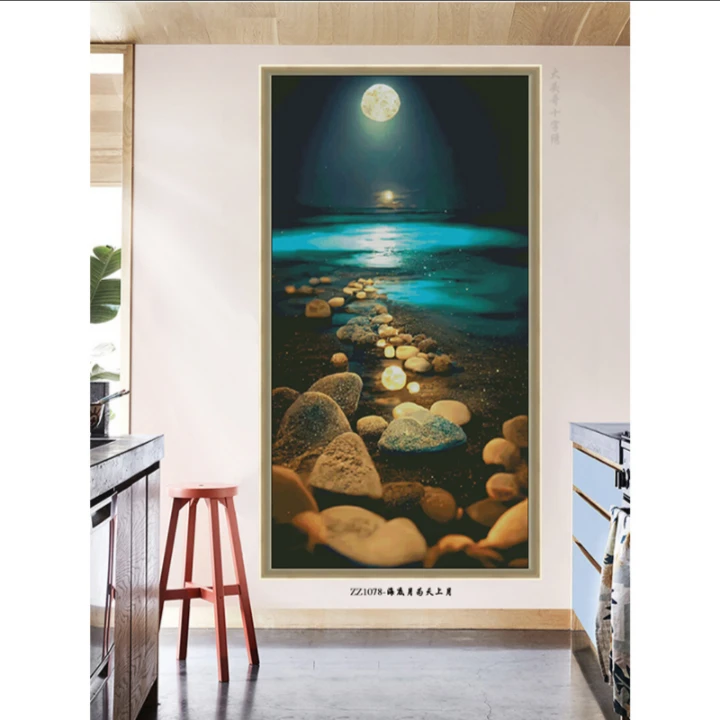 【ZZ1078-海底月为天上月】2023新款十字绣清新印花现代简约客厅