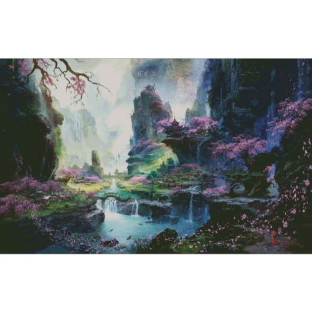 仙境之城十字绣2022新款自己绣手工绣大画客厅餐厅满绣古风新古典