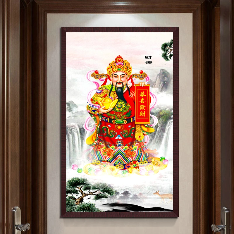 2022十字绣线绣新款财神爷十字绣财神图大财神到文财神爷人物家用