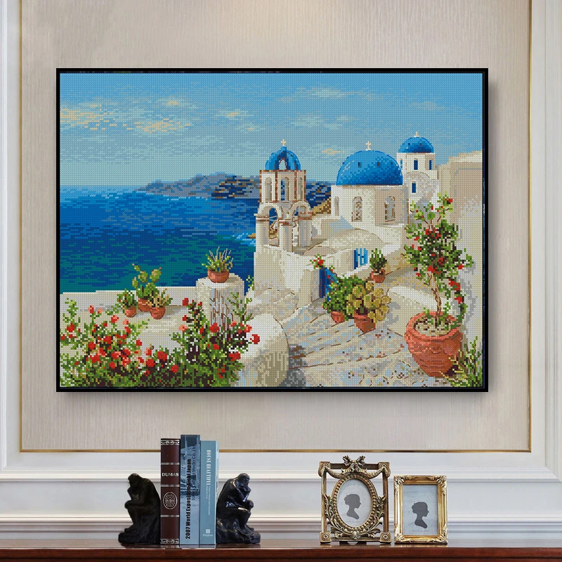 【JJ2263-圣托里尼海边风景】2022新款十字绣客厅简约现代