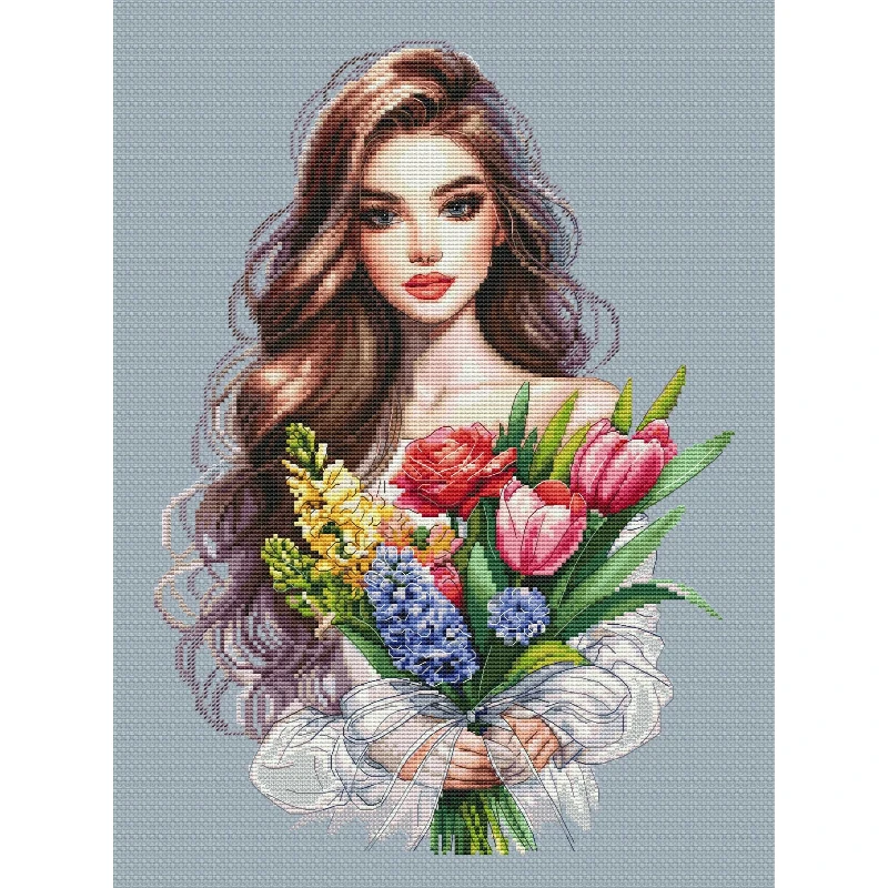 【CC2572-鲜花美少女】十字绣2024新款客厅卧室自己绣简约小