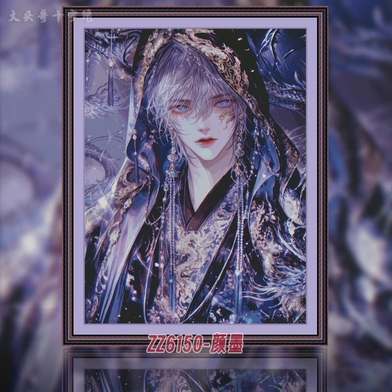 【ZZ6150-颜墨】十字绣2024款线绣手工客厅竖版人物玄关画大