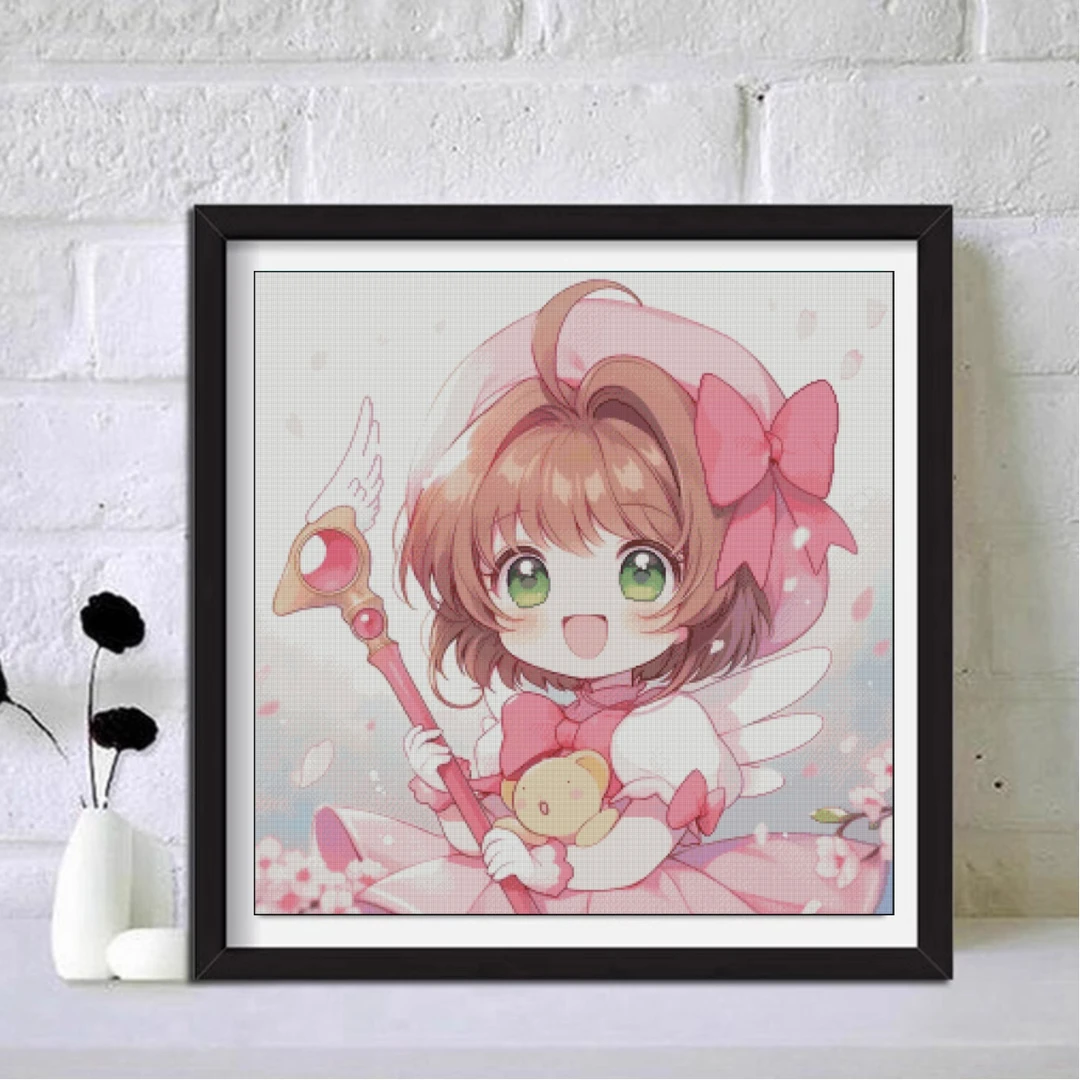 甜心小樱十字绣2023新款线绣客厅小幅卧室儿童房小件卡通动漫简单