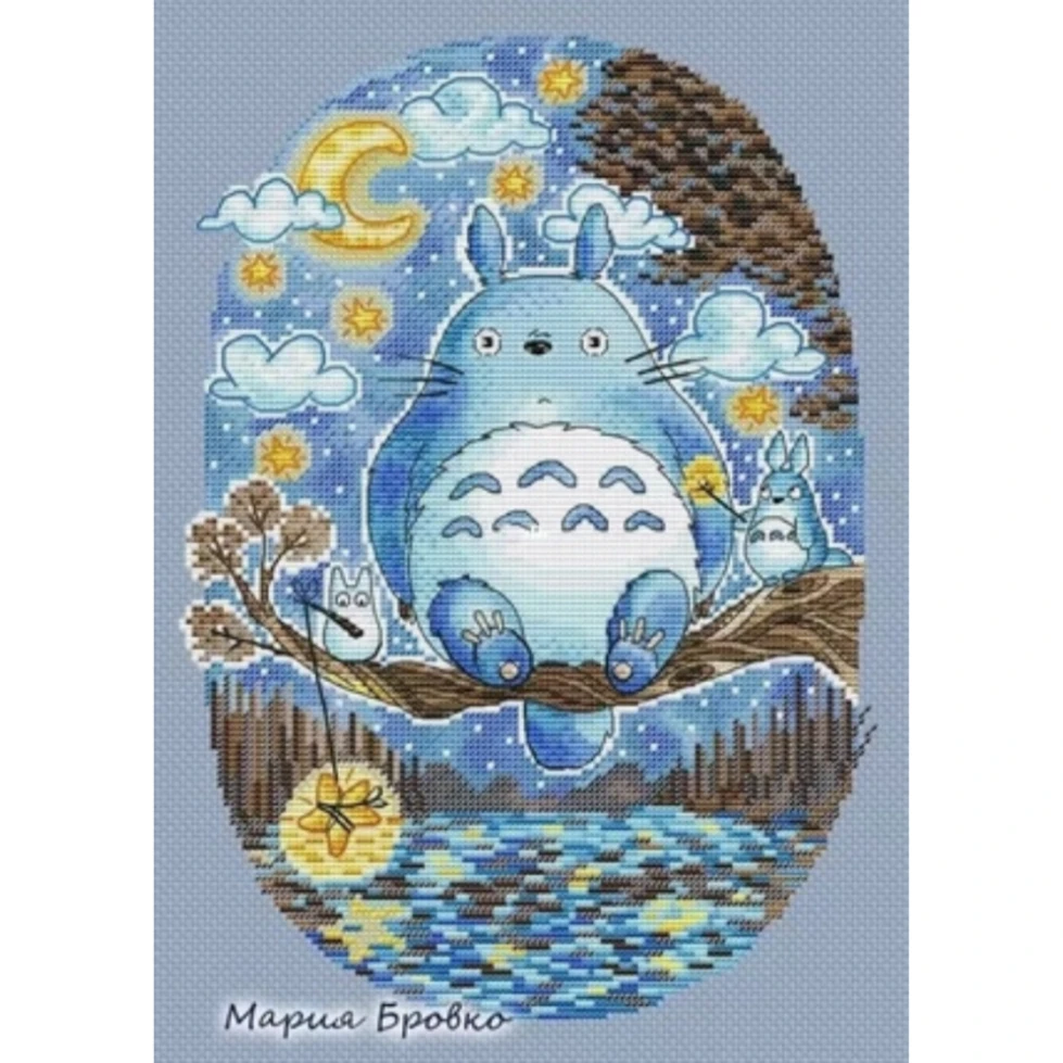 龙猫系列树枝上的龙猫十字绣2022年新款自己绣客厅小格餐厅动物