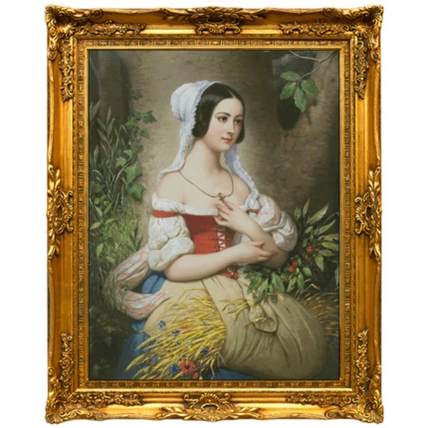 Este油画人物捡拾麦穗的妇人混绣十字绣2022新款法国欧式人物系列