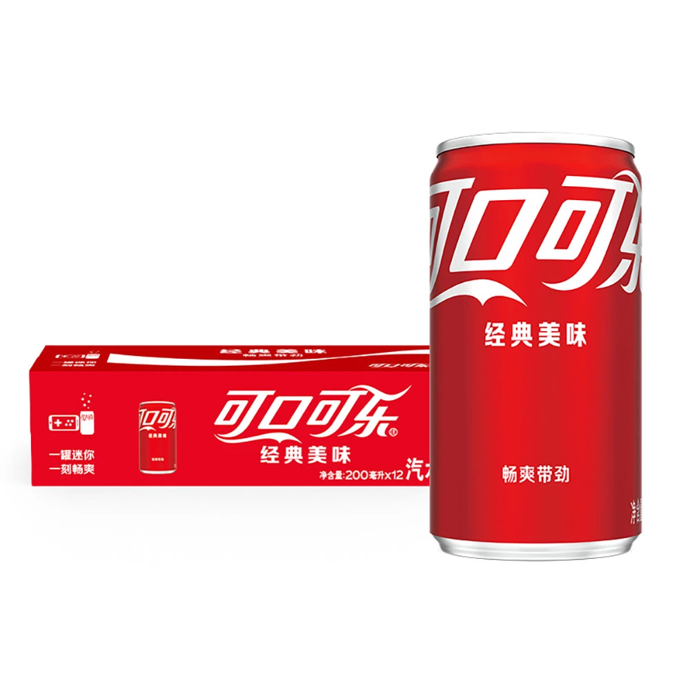 【夏日畅饮】可口可乐碳酸饮料有糖/无糖迷你罐200ML*12罐经典美味