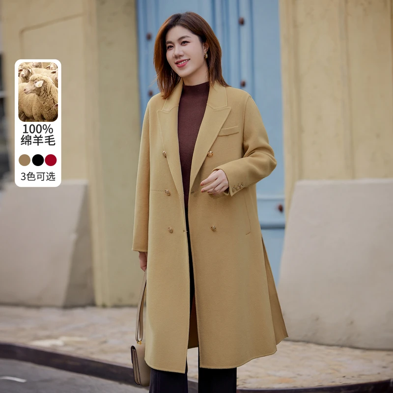 【防寒大女主气质女王】纤莉秀大码女装胖mm时尚双面毛呢外套QI1769