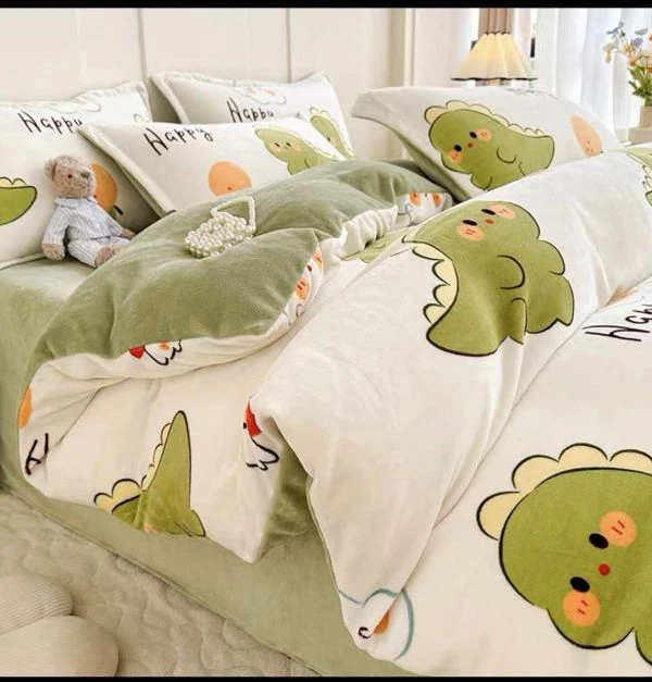 301-400孤品牛奶绒单被套200cmX230cm尺寸加绒绒被简约清新四季