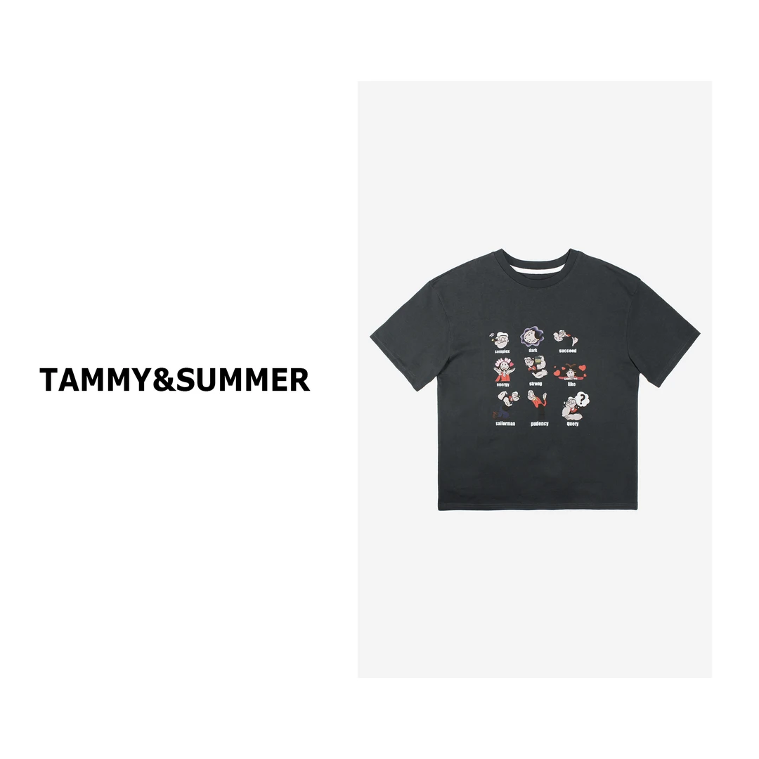 【Tammy&Summer】韩版圆领卡通纯棉印花T恤休闲宽松短袖上衣2188