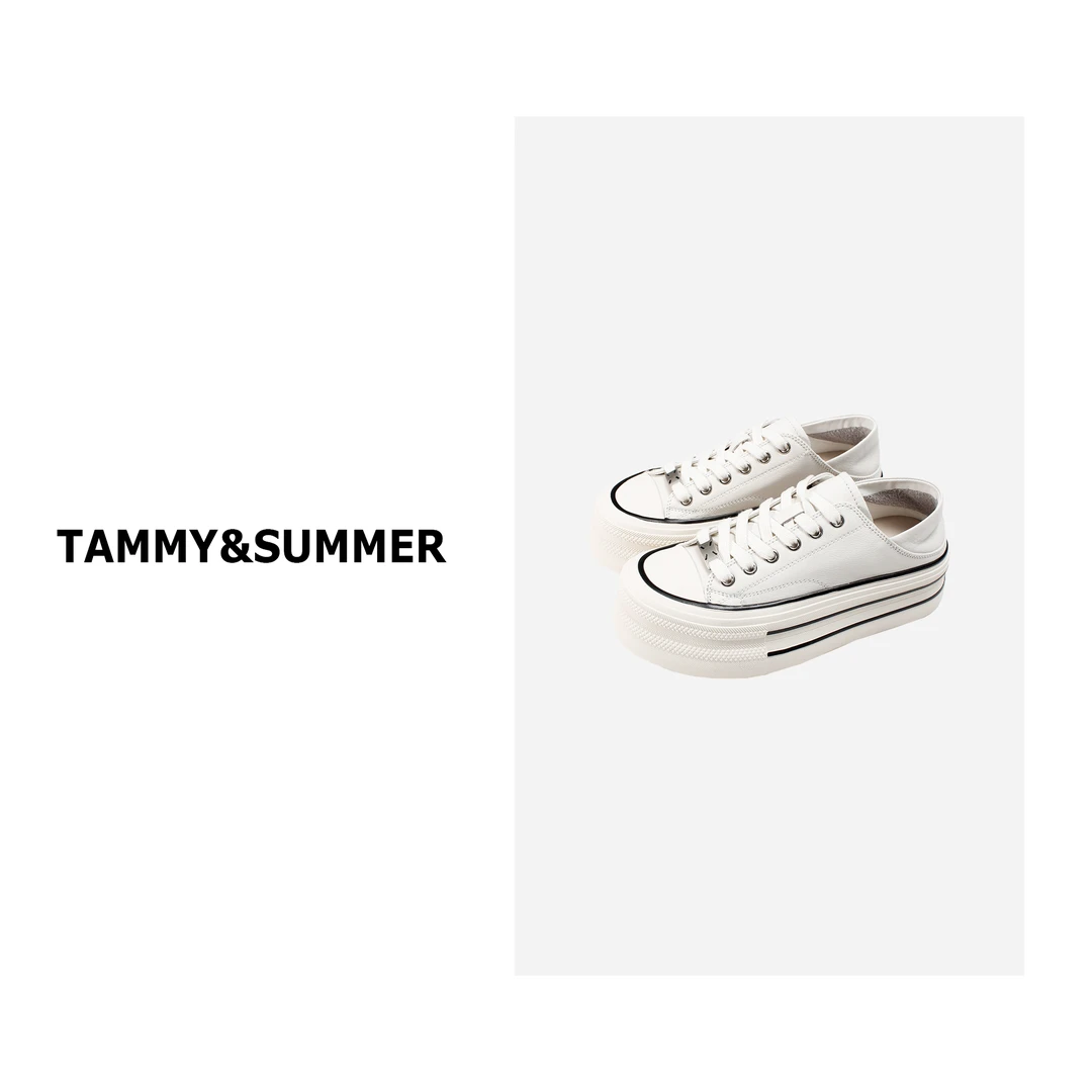 【Tammy&Summer】牛皮厚底帆布鞋夏季百搭厚底透气时尚休闲鞋9929