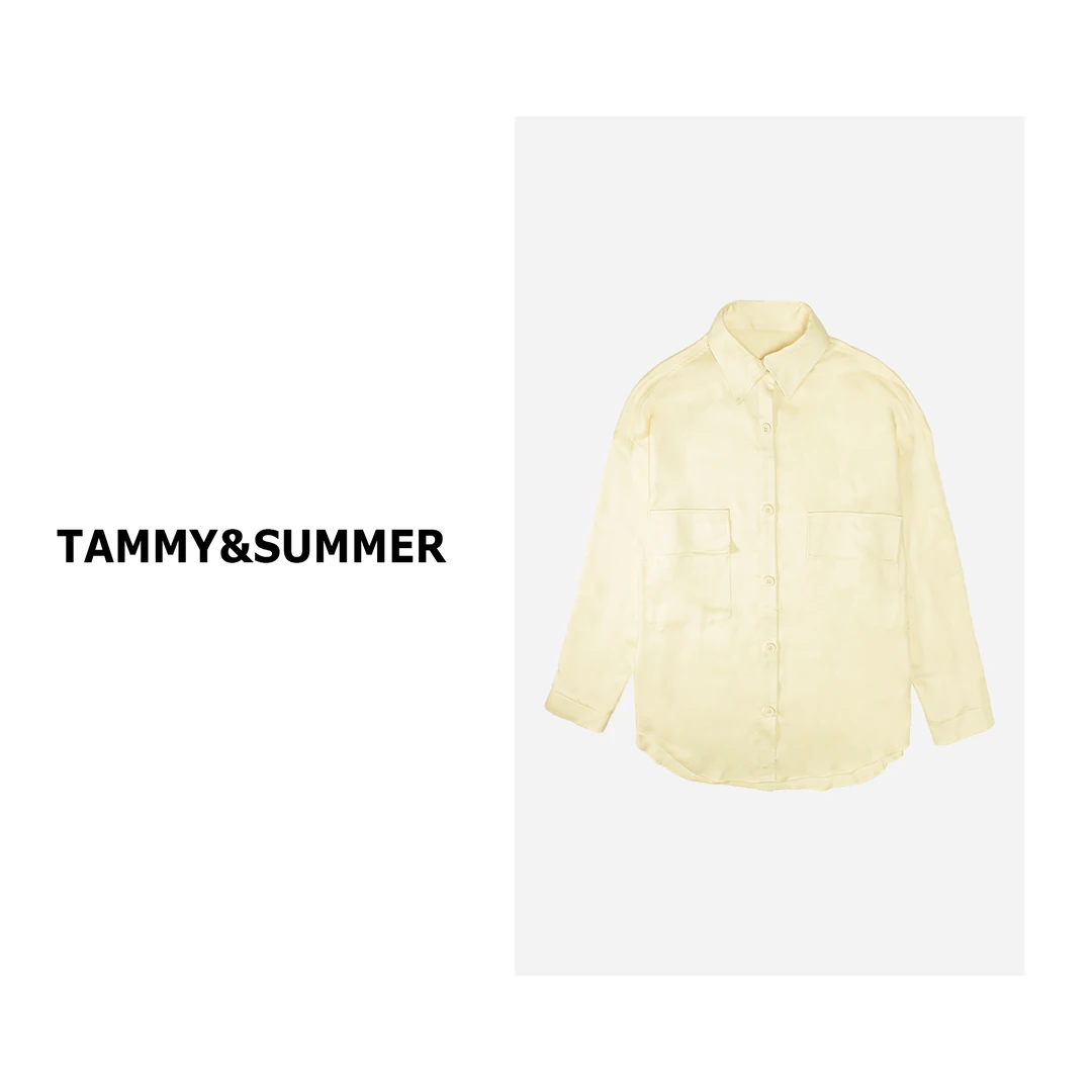 【Tammy&Summer】休闲款长袖廓形薄款衬衫黄色系宽松翻领衬衣24749