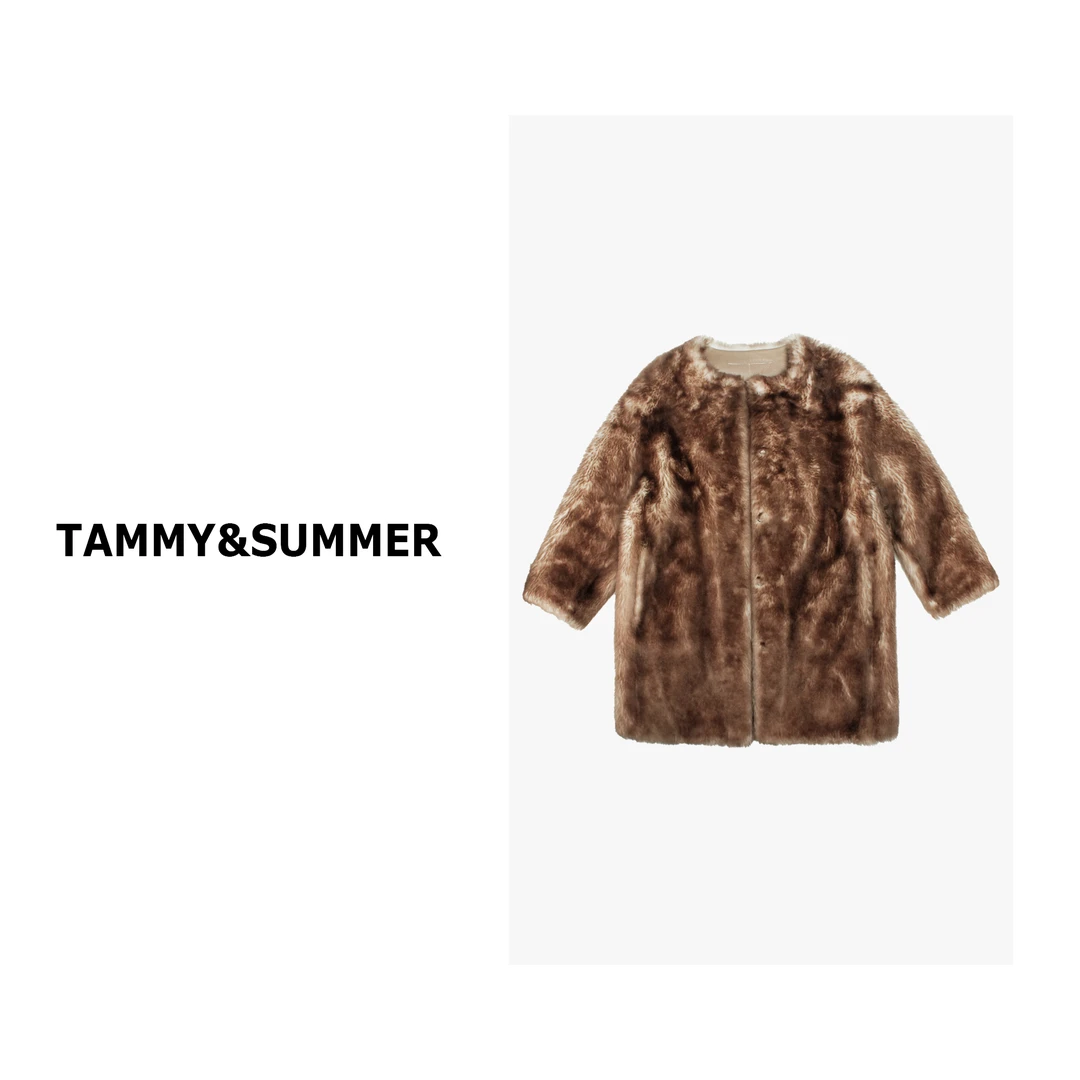 【Tammy&Summer】进口皮毛一体双染色复古时髦宽松圆领外套82552