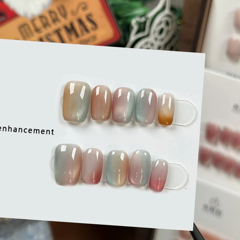 【七彩糖果】纯手工穿戴甲七彩眼晶石夏季新款显白持久牢固美甲