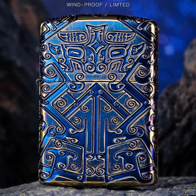zippo打火机 貔貅纹盔甲烧蓝之宝正版防风煤油送男友礼物