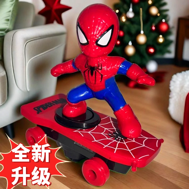 发光蜘蛛侠特级电动滑板车特大号蜘蛛侠玩具儿童技炫酷翻滚滑板车