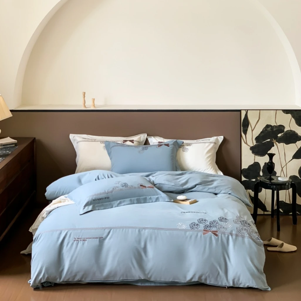 《三哥专属》高端大版精工刺绣亲肤四件套-洛神/湖兰